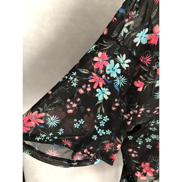 Lane Bryant Women's Size 26/28 Black Floral Kimono - Picture 2 of 8